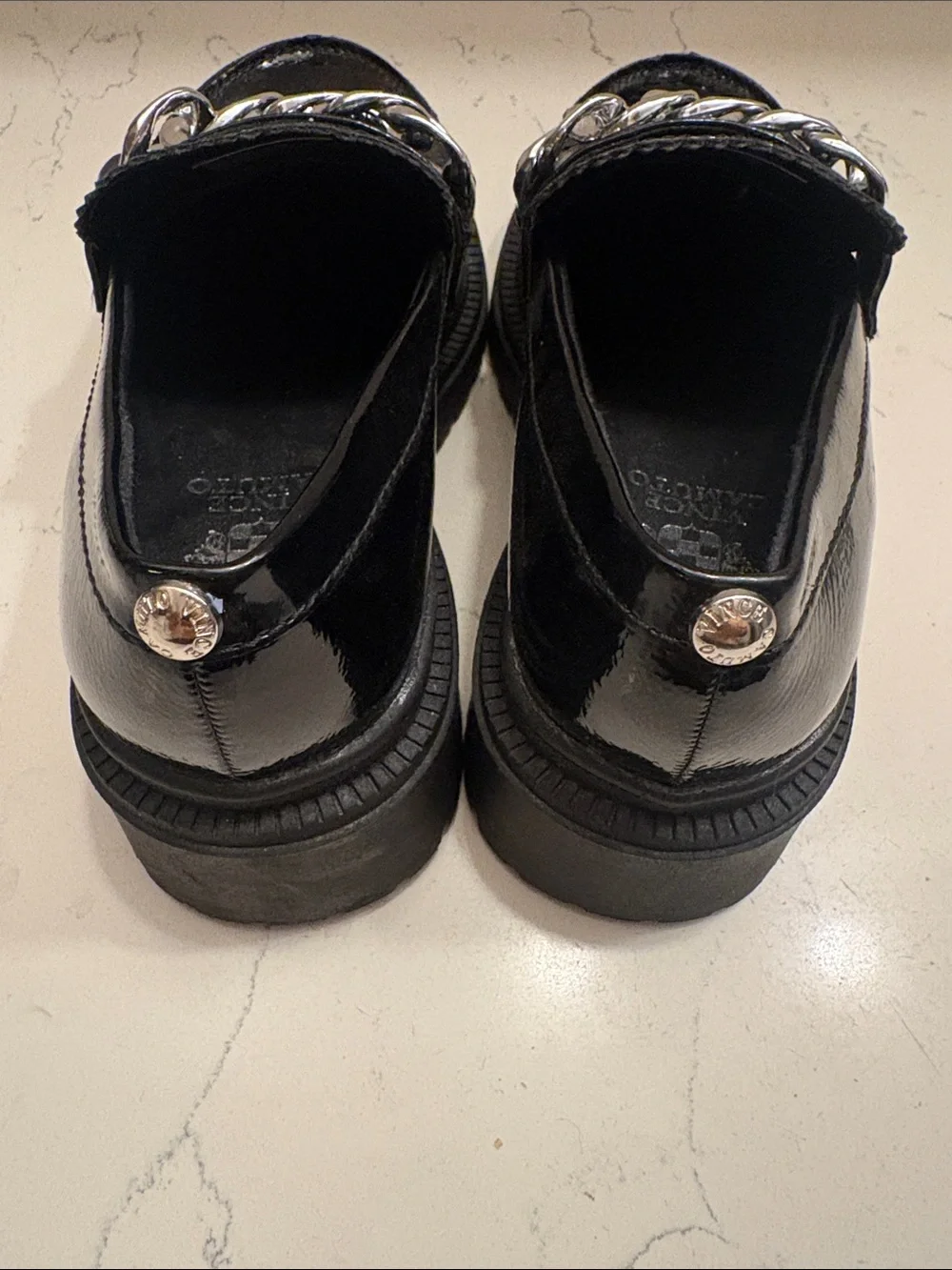 Vince Camuto Black Kids Dress Loafers with Gold Accent